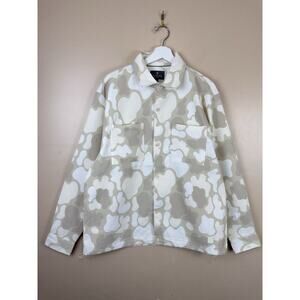 Saints Studio Men’s L Ecru Camo Long Sleeve Button-Up Shirt NWT Snap Closure